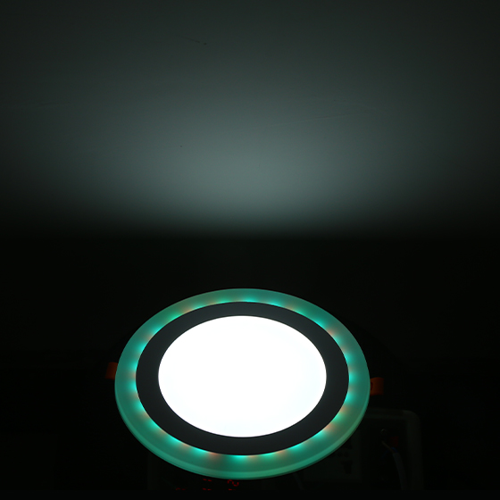 Two-color RGB Round LED Panel Light Flush Mount-white+green light effect