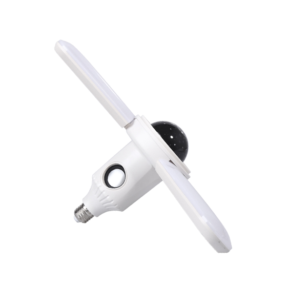 E27 RGB 3-blade LED Music Ceiling Fan Light-side view